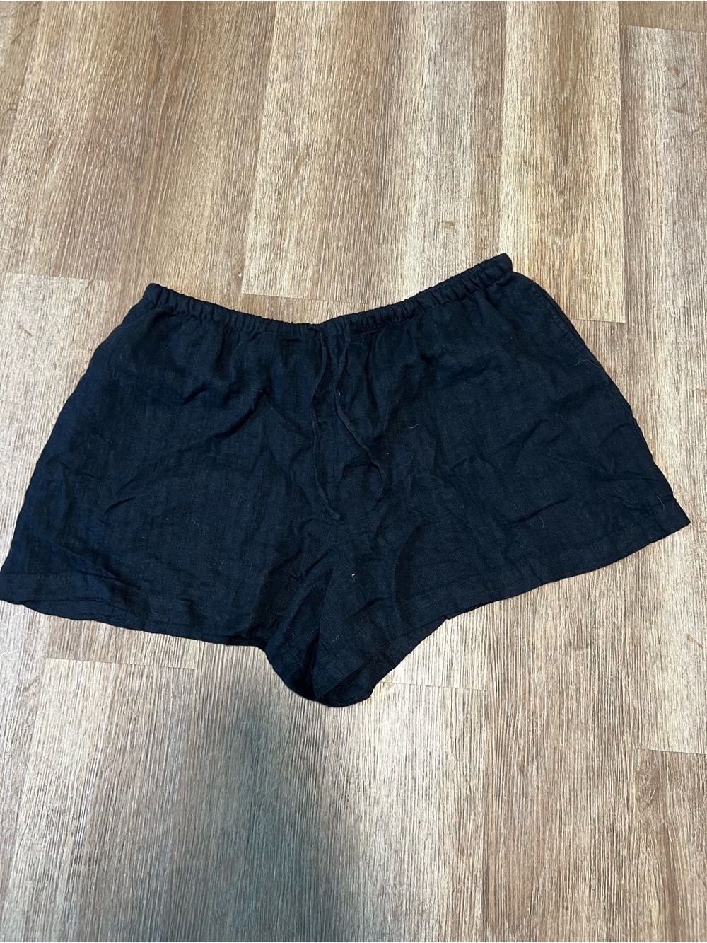 George Black Elastic-Waist Linen Shorts
